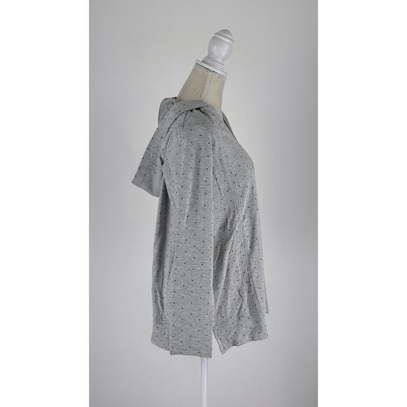 J Jill Seamed Polka Dot Hoodie Tunic Shirt Womens Size Small New Grey Black - Picture 7 of 15